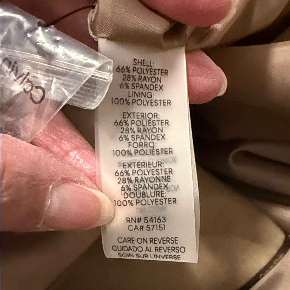 Calvin Klein Tan Belted Lined Trench Coat - Picture 7 of 9